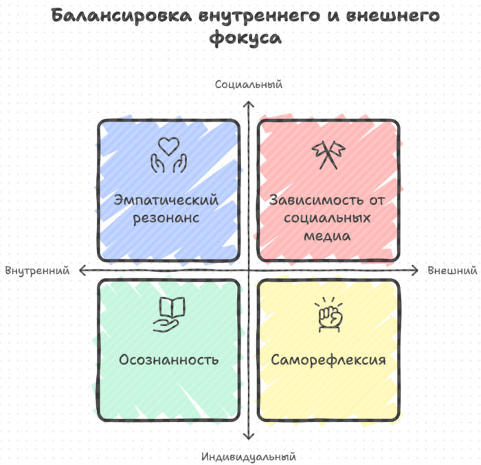 Балансировка внутреннего и внешнего фокуса